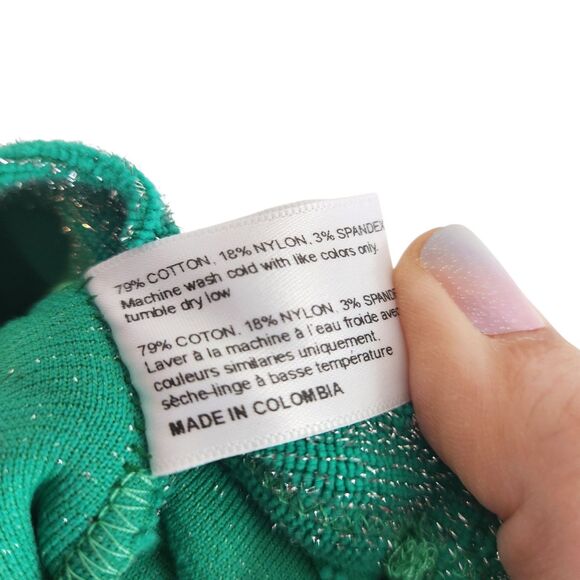 FRANKIES BIKINIS Pants Womens Small Green Johnson Terry Luxe Metallic Sweatpants - Picture 12 of 12